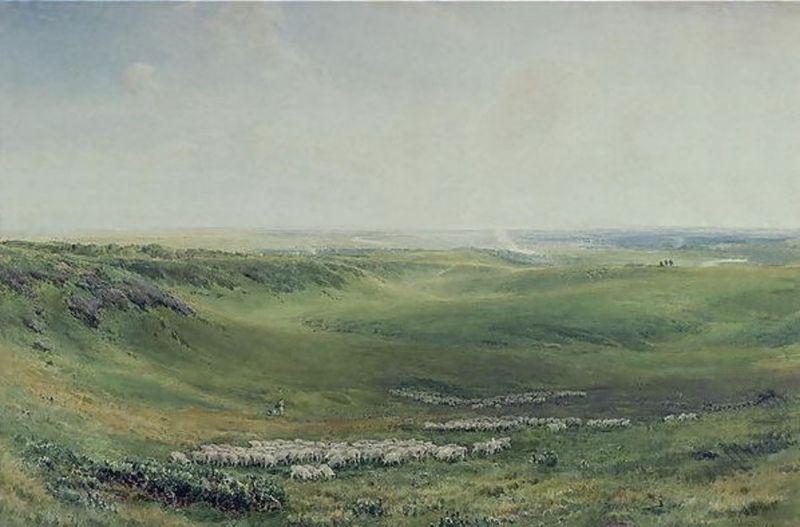 Thomas frederick collier Wide Pastures, Sussex oil painting picture